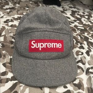 Supreme Heather Gray Hat with Red Patch